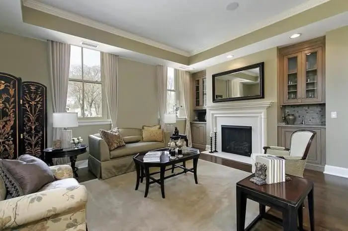 living room in brown tones