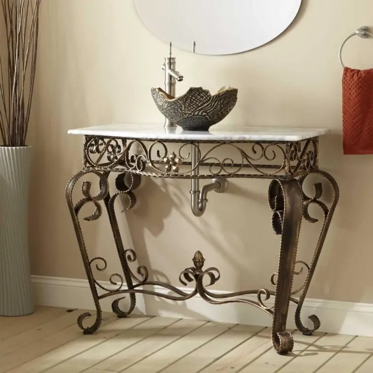 Wrought iron console under the sink