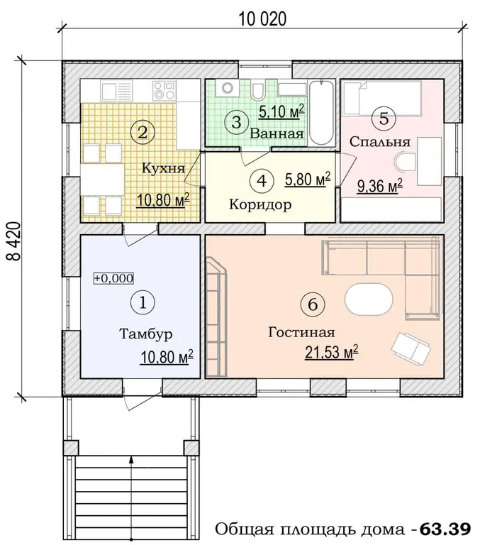 Layout of a small house with an attic