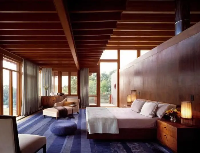 bedroom in a wooden house