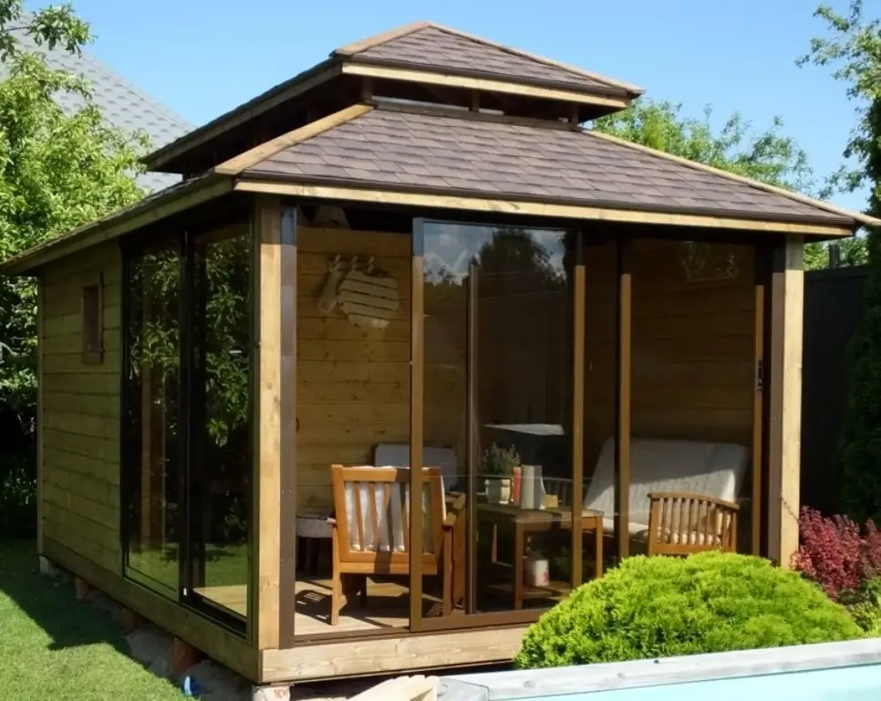 Arbor-bath with a two-level roof