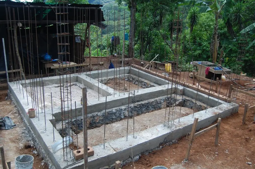 Concrete for the foundation of a one-story house