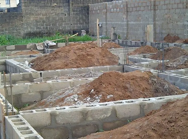 The foundation of the blocks of a one-story house