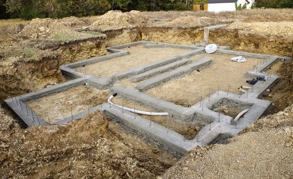 Foundation for a one-story house made of foam blocks